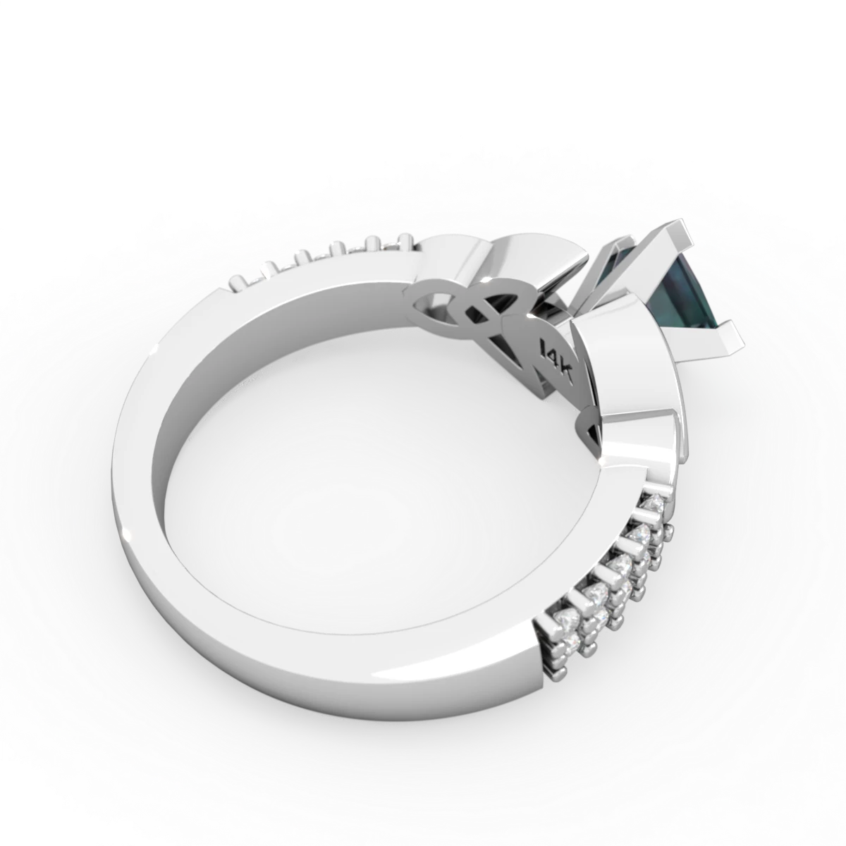 Alexandrite Celtic Knot 5Mm Square Engagement 14K White Gold ring R26445SQ