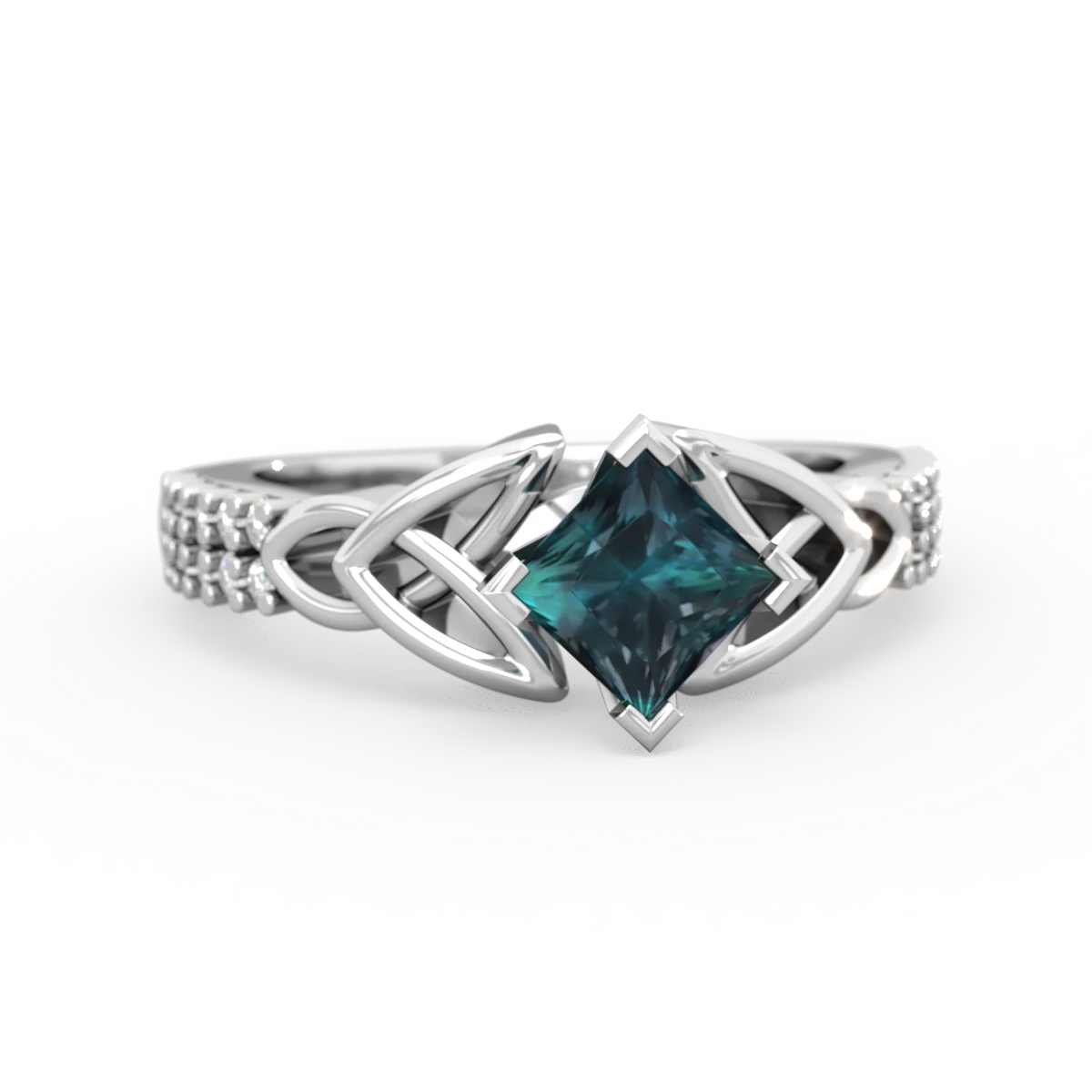 Alexandrite Celtic Knot 5Mm Square Engagement 14K White Gold ring R26445SQ