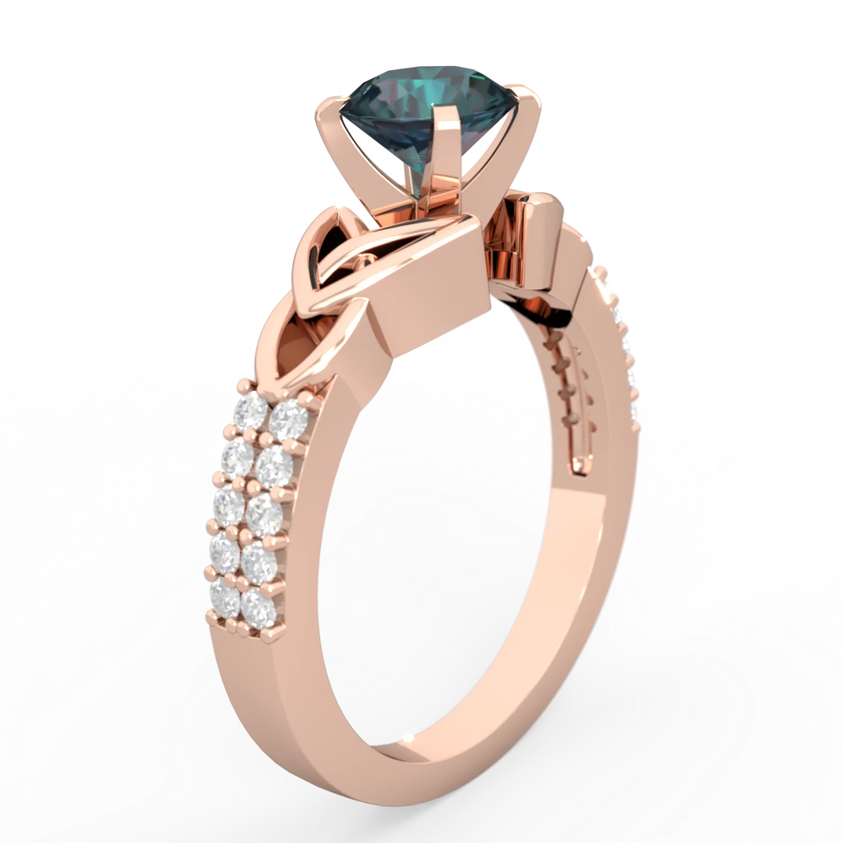 Alexandrite Celtic Knot 6Mm Round Engagement 14K Rose Gold ring R26446RD