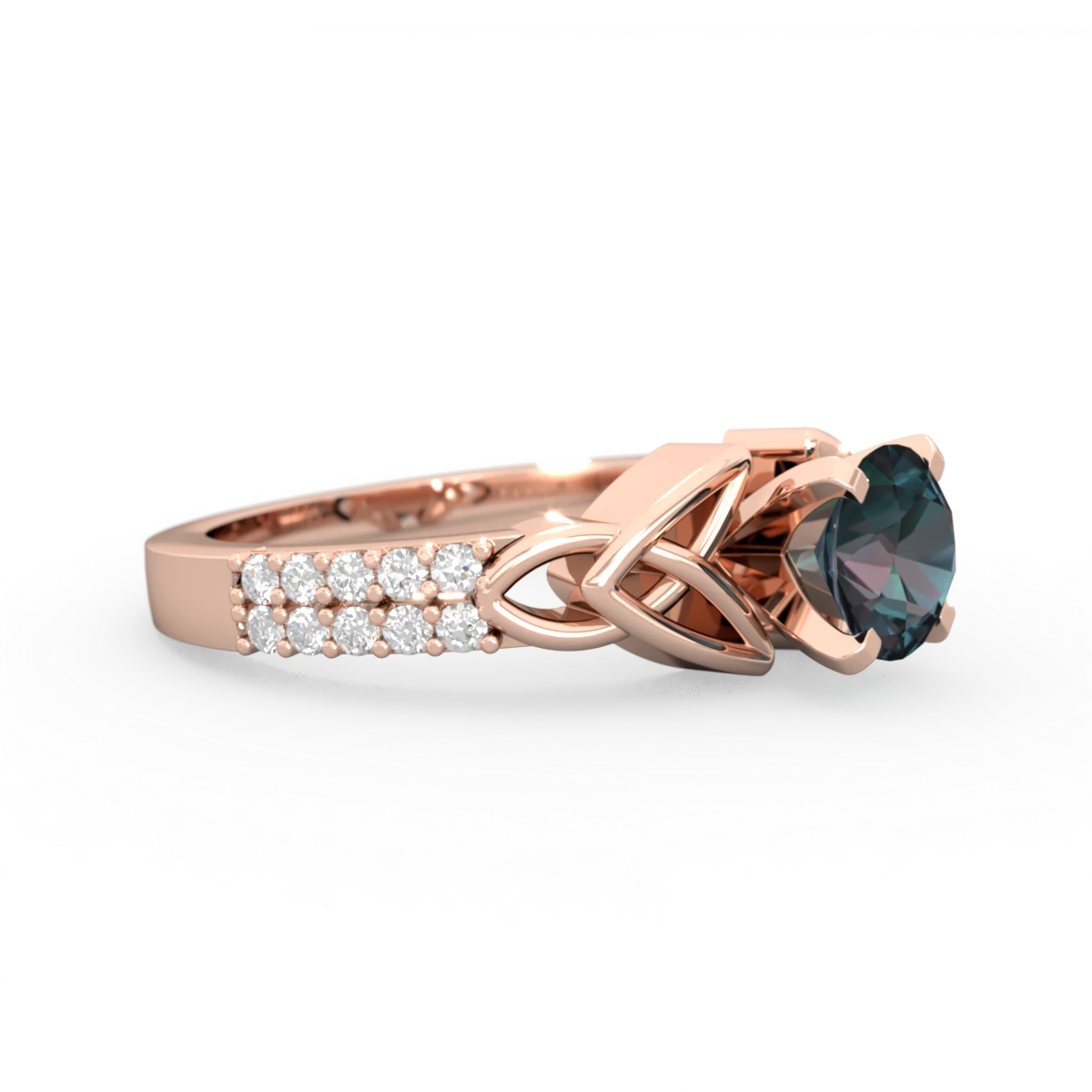 Alexandrite Celtic Knot 6Mm Round Engagement 14K Rose Gold ring R26446RD