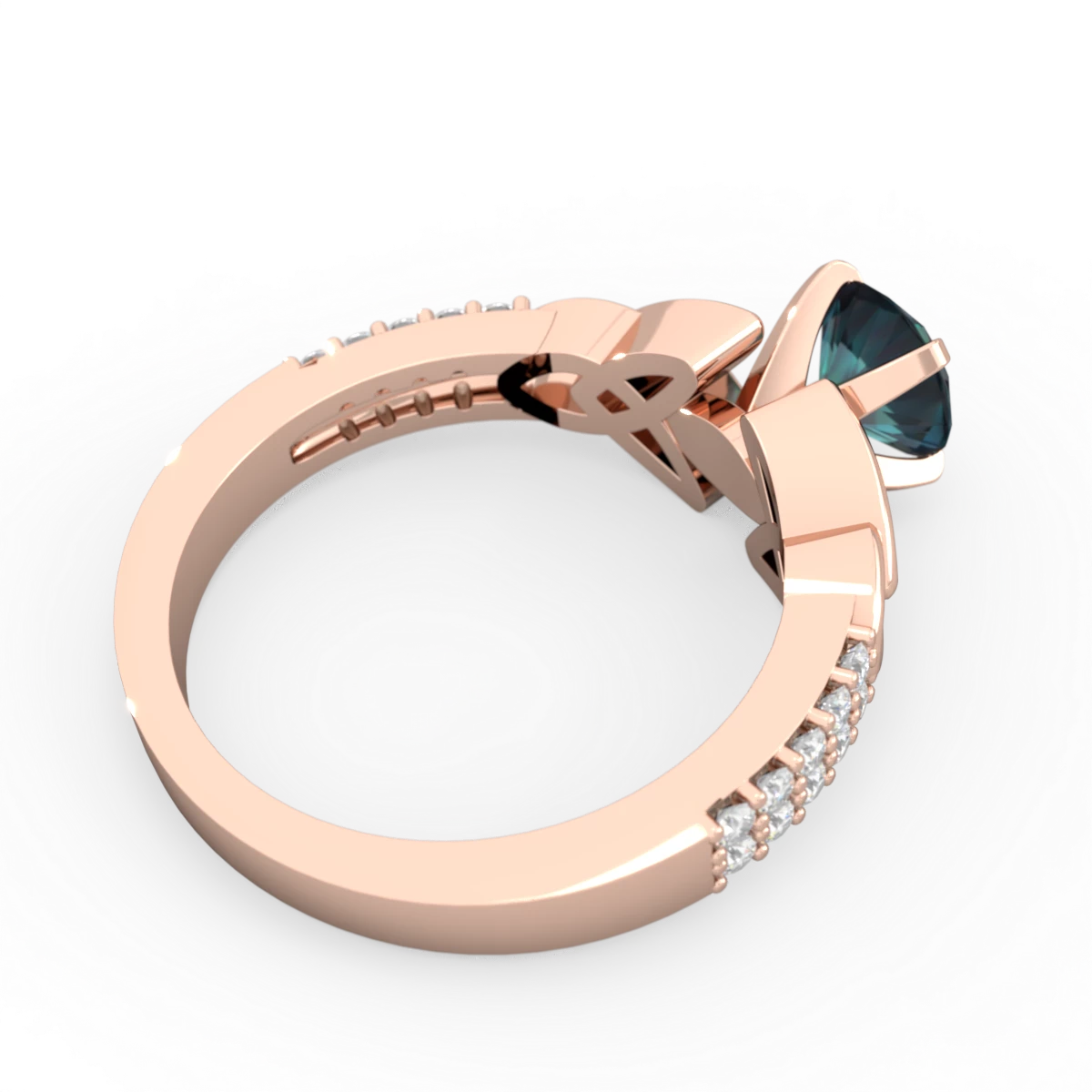 Alexandrite Celtic Knot 6Mm Round Engagement 14K Rose Gold ring R26446RD