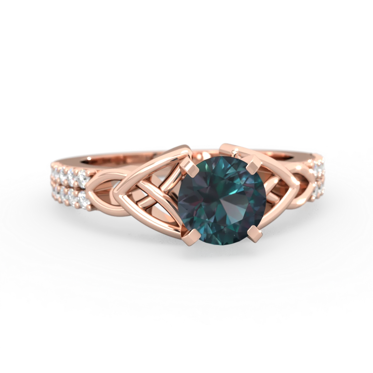Alexandrite Celtic Knot 6Mm Round Engagement 14K Rose Gold ring R26446RD