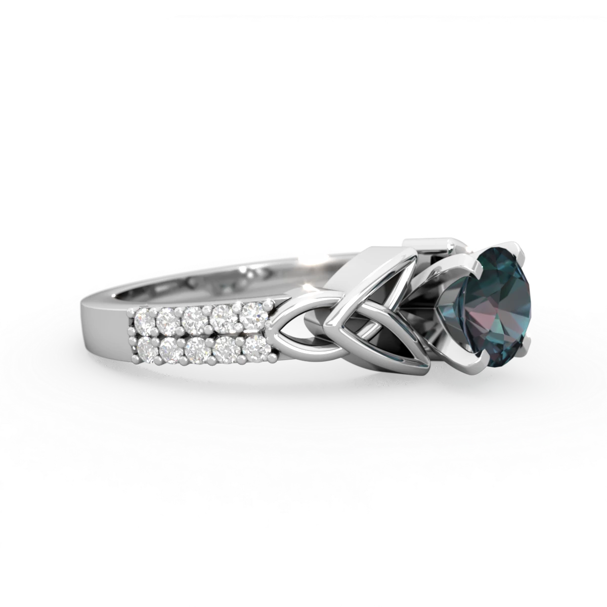 Alexandrite Celtic Knot 6Mm Round Engagement 14K White Gold ring R26446RD