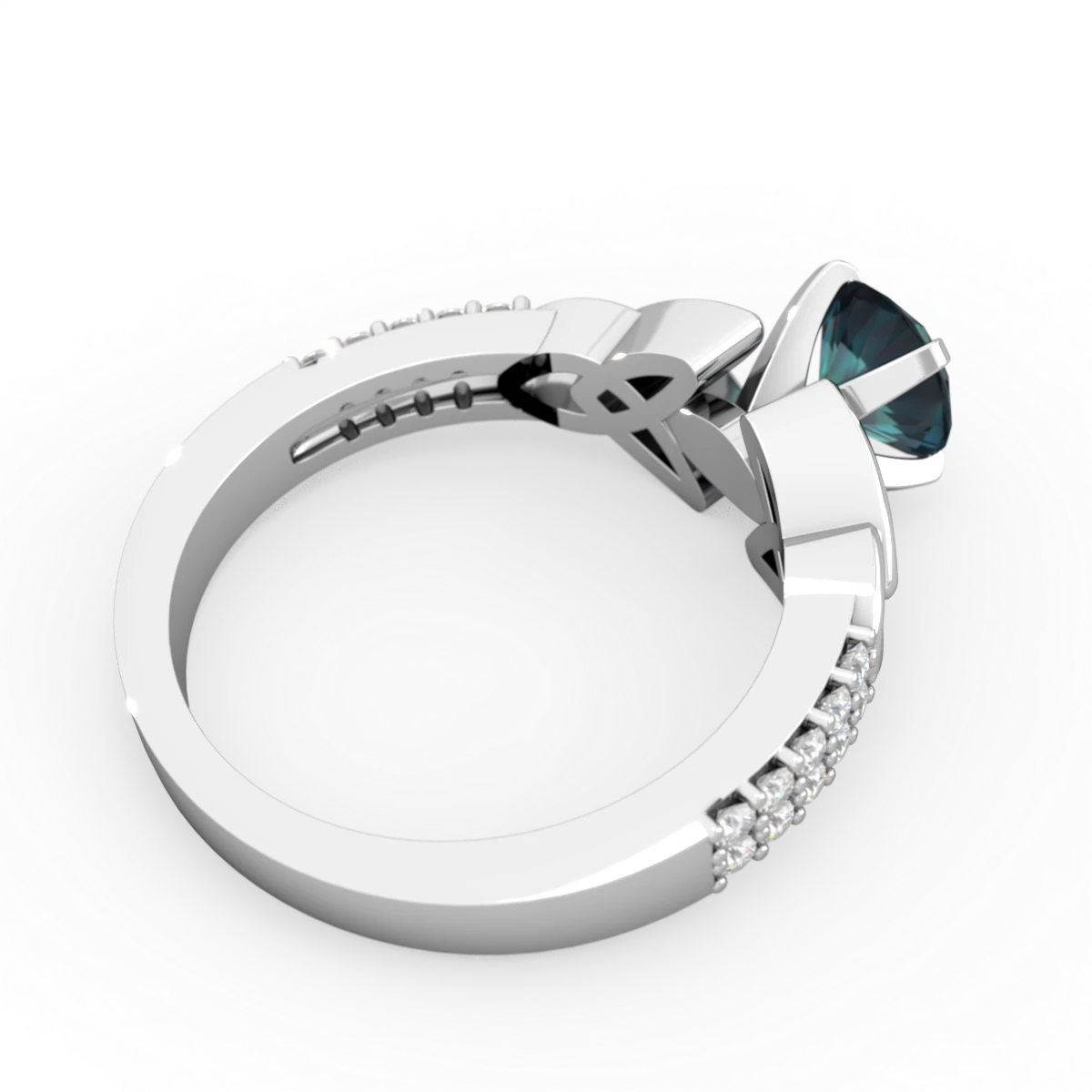Alexandrite Celtic Knot 6Mm Round Engagement 14K White Gold ring R26446RD