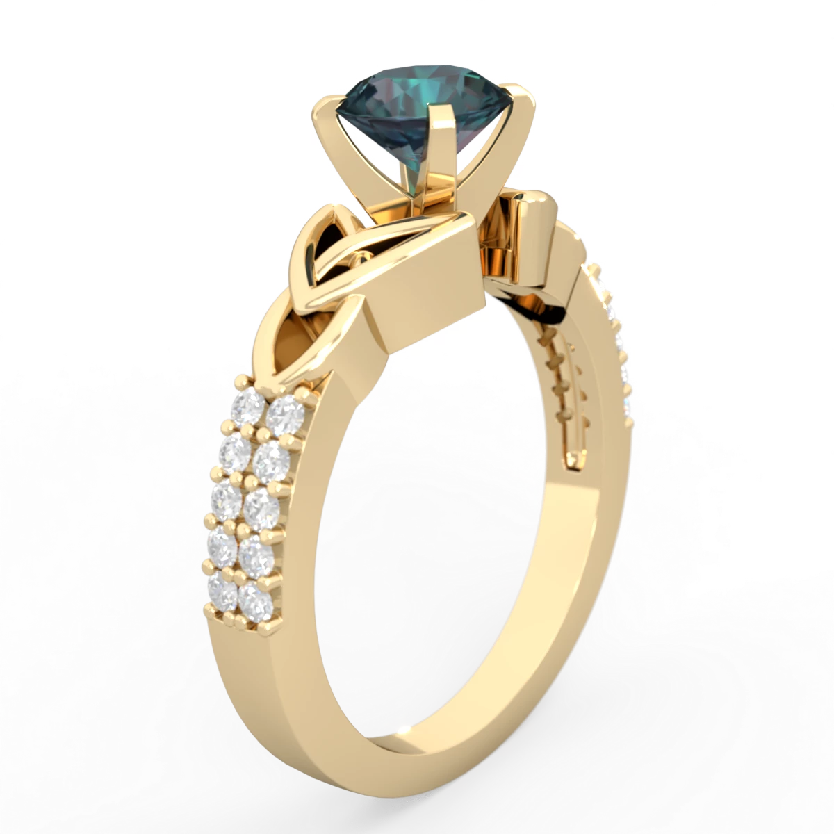 Alexandrite Celtic Knot 6Mm Round Engagement 14K Yellow Gold ring R26446RD