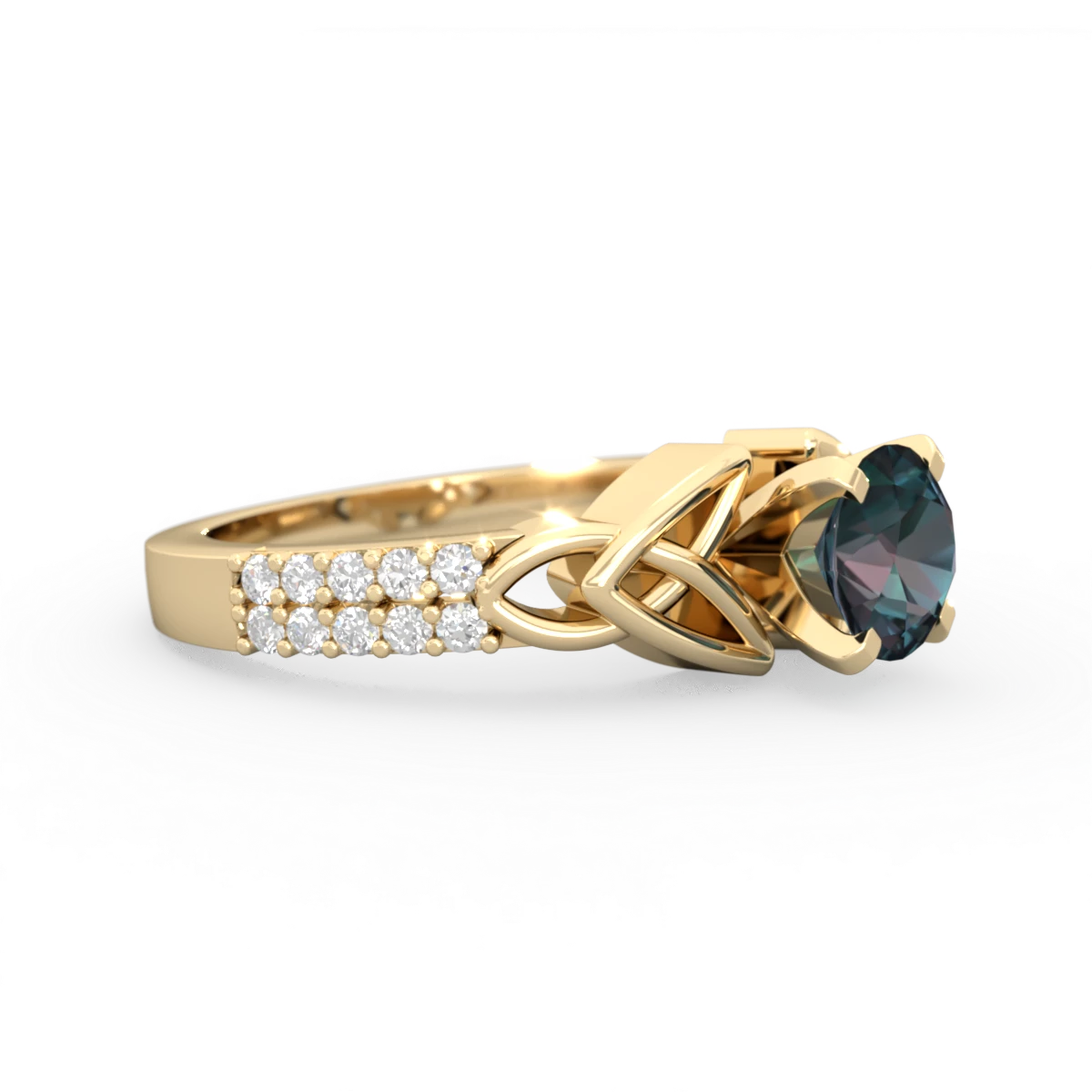 Alexandrite Celtic Knot 6Mm Round Engagement 14K Yellow Gold ring R26446RD