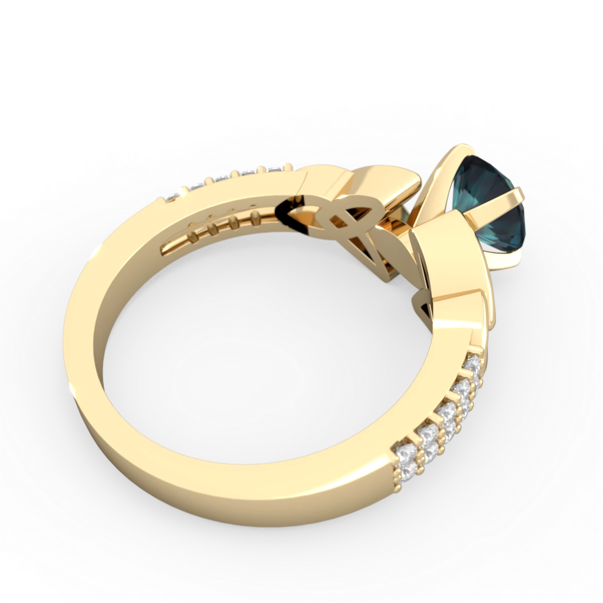 Alexandrite Celtic Knot 6Mm Round Engagement 14K Yellow Gold ring R26446RD