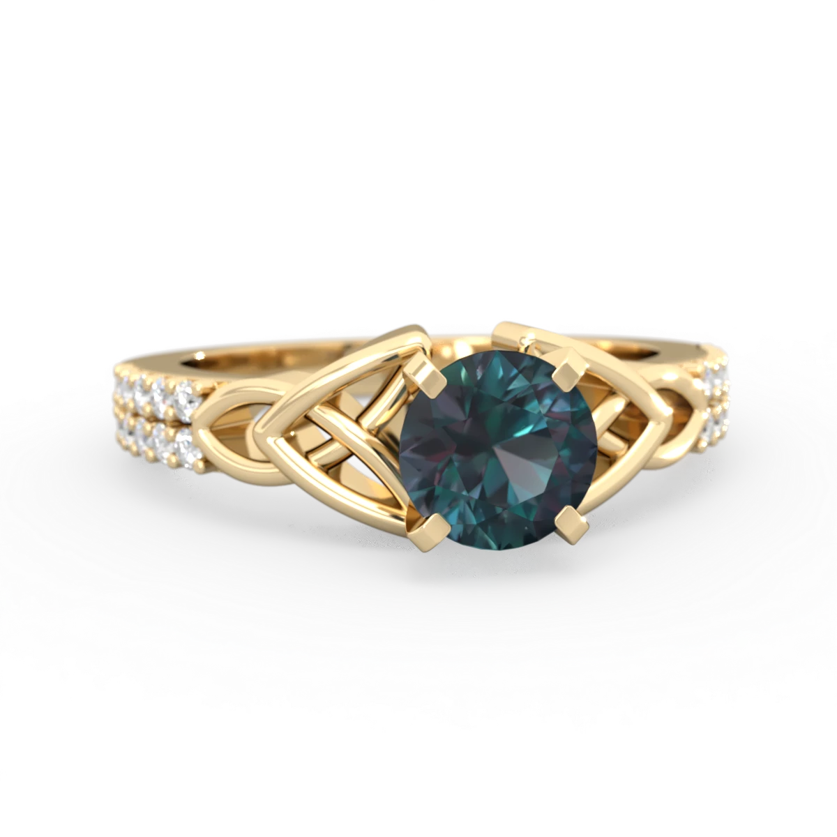 Alexandrite Celtic Knot 6Mm Round Engagement 14K Yellow Gold ring R26446RD