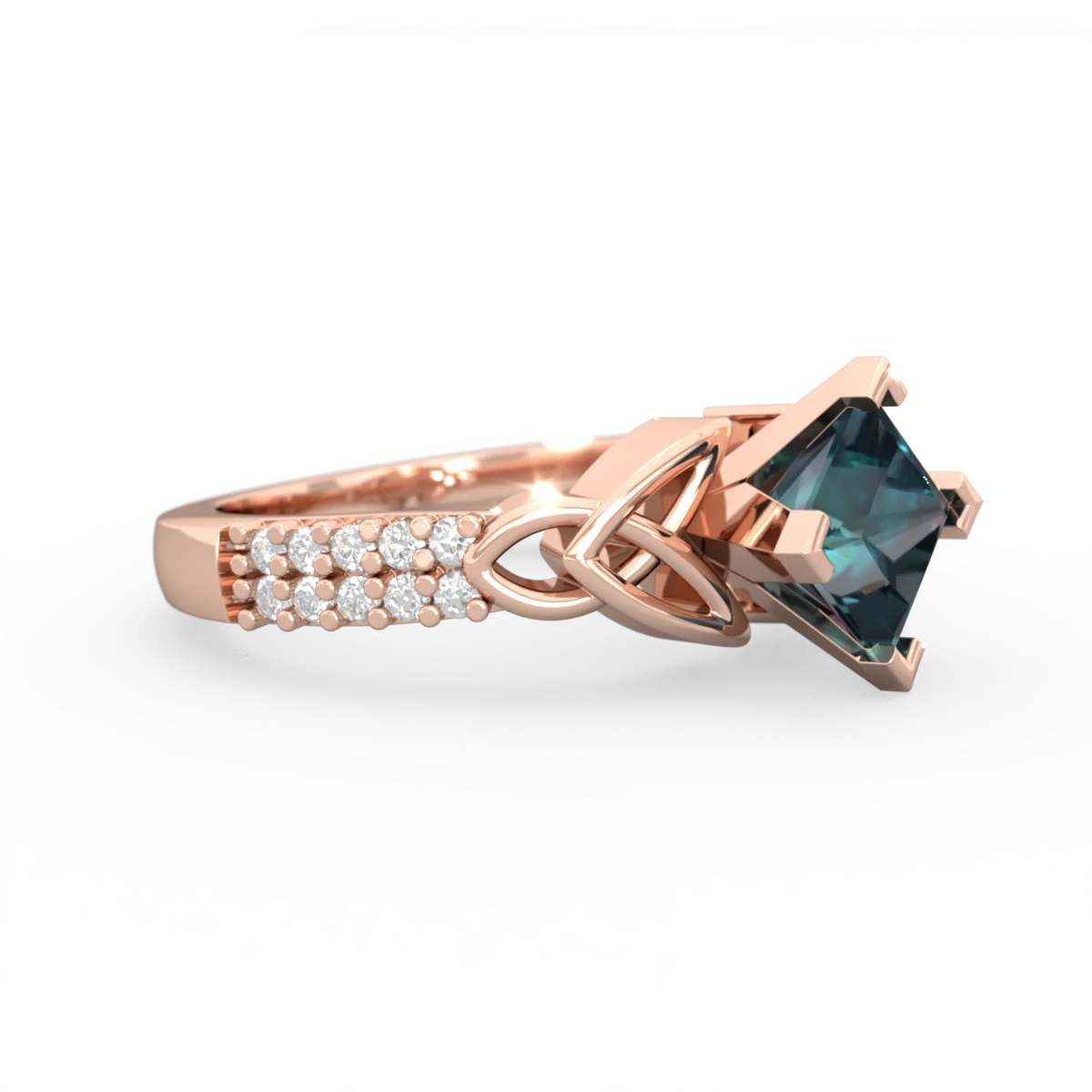 Alexandrite Celtic Knot 6Mm Princess Engagement 14K Rose Gold ring R26446SQ