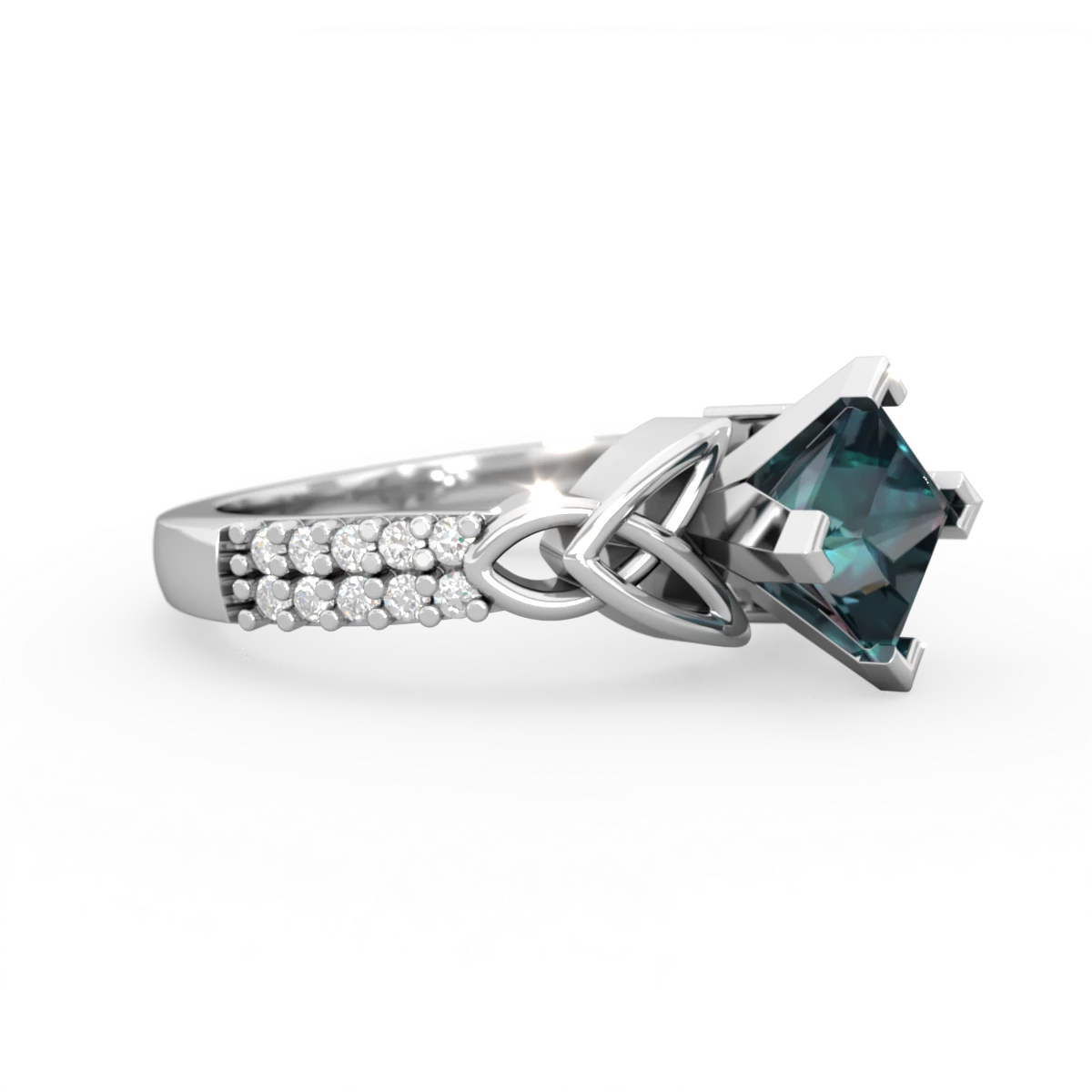 Alexandrite Celtic Knot 6Mm Princess Engagement 14K White Gold ring R26446SQ