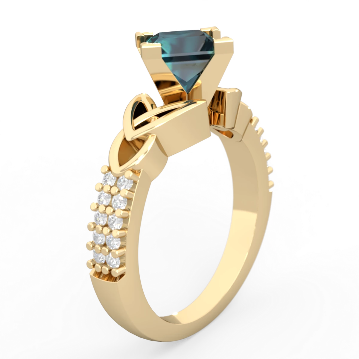 Alexandrite Celtic Knot 6Mm Princess Engagement 14K Yellow Gold ring R26446SQ