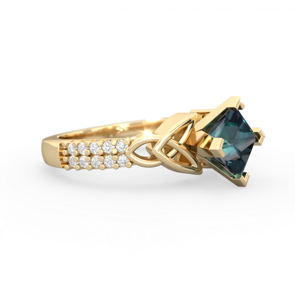 Alexandrite Celtic Knot 6Mm Princess Engagement 14K Yellow Gold ring R26446SQ