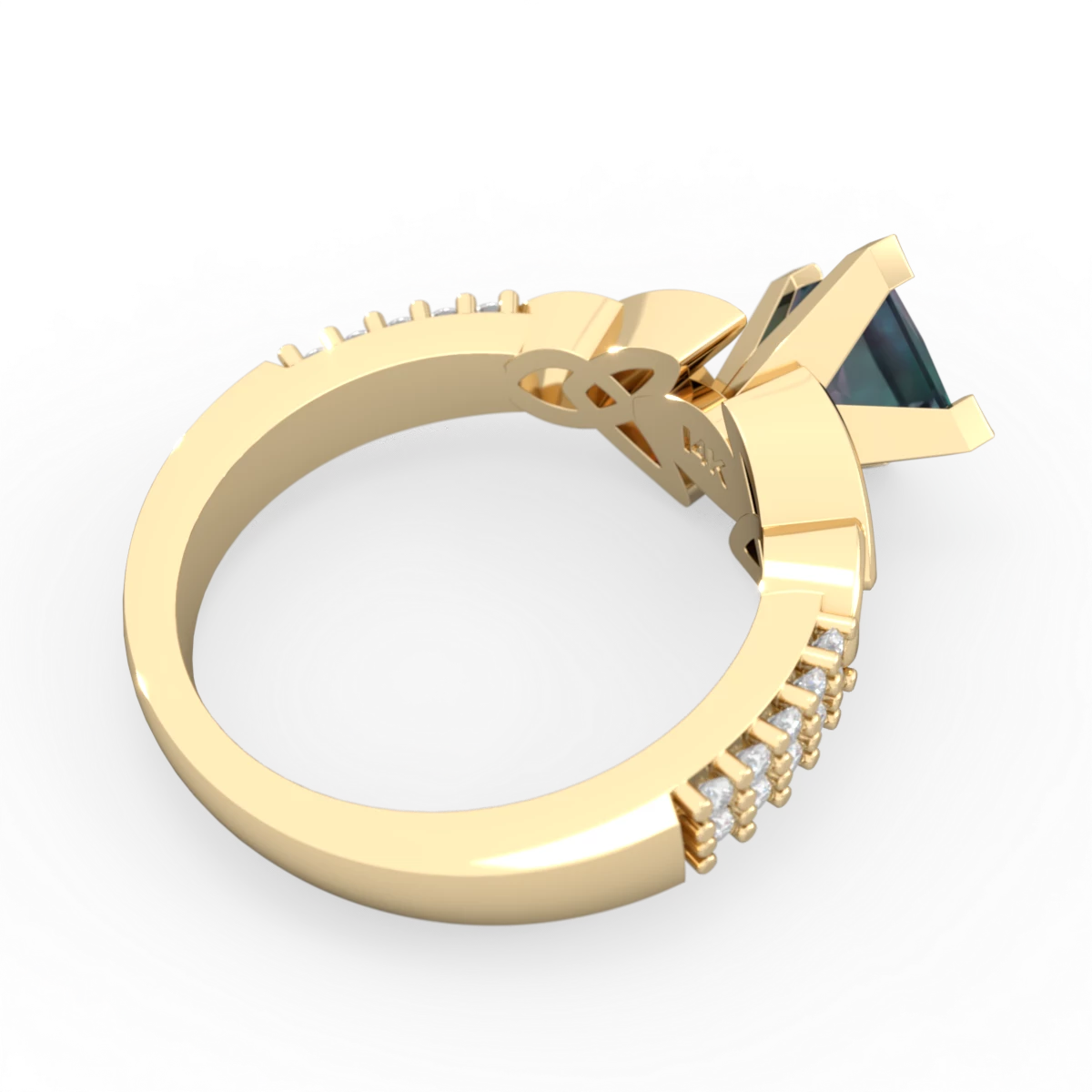 Alexandrite Celtic Knot 6Mm Princess Engagement 14K Yellow Gold ring R26446SQ