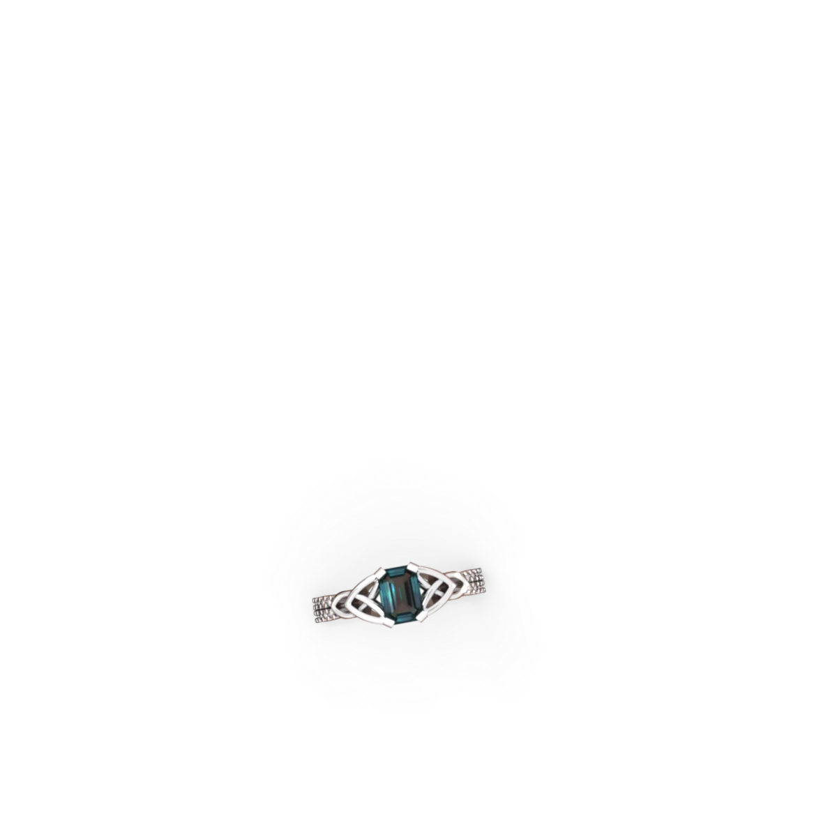 Alexandrite Celtic Knot 7X5 Emerald-Cut Engagement 14K White Gold ring R26447EM