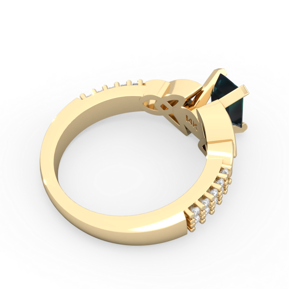 Alexandrite Celtic Knot 7X5 Emerald-Cut Engagement 14K Yellow Gold ring R26447EM