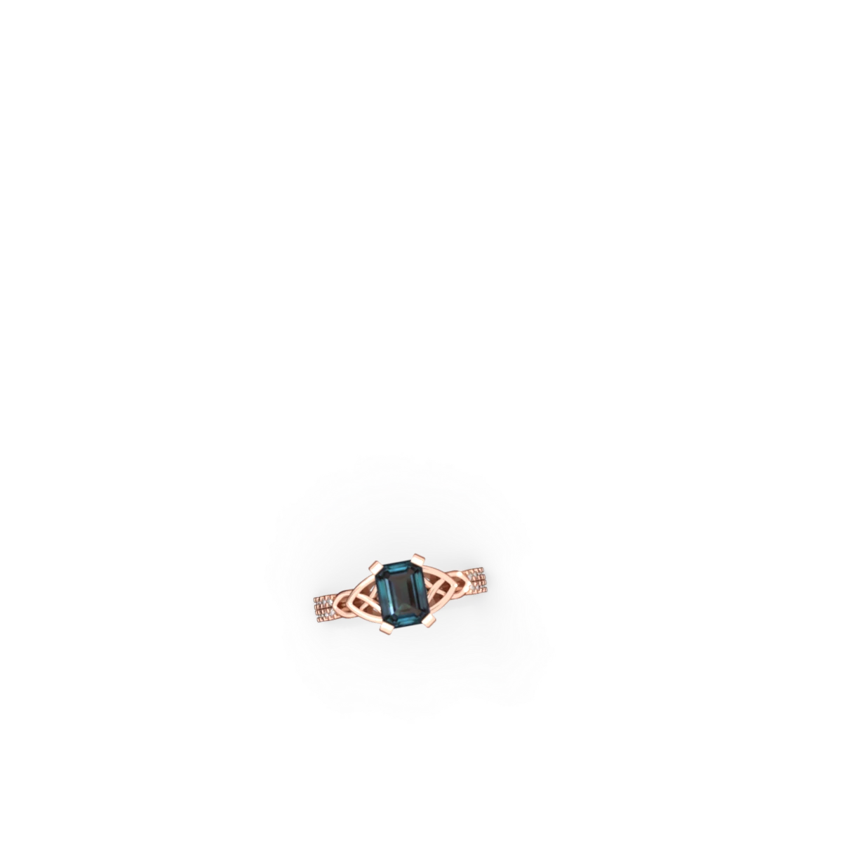 Alexandrite Celtic Knot 8X6 Emerald-Cut Engagement 14K Rose Gold ring R26448EM