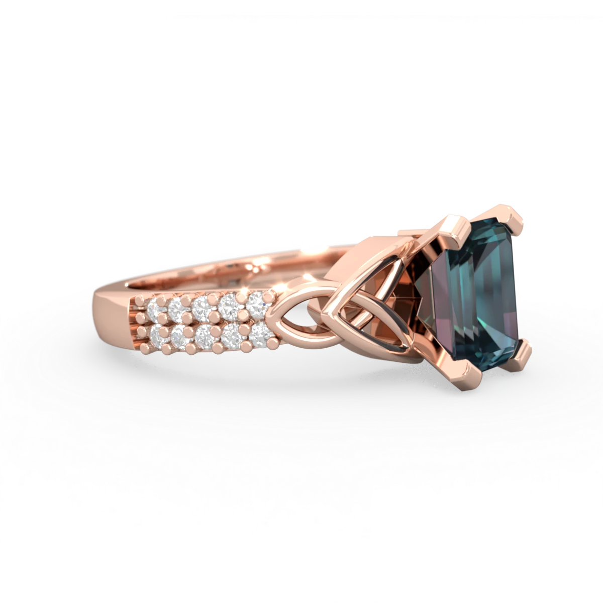 Alexandrite Celtic Knot 8X6 Emerald-Cut Engagement 14K Rose Gold ring R26448EM