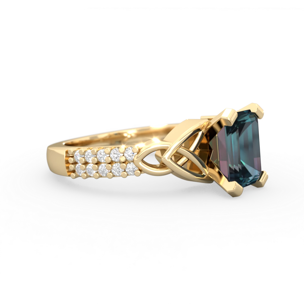 Alexandrite Celtic Knot 8X6 Emerald-Cut Engagement 14K Yellow Gold ring R26448EM