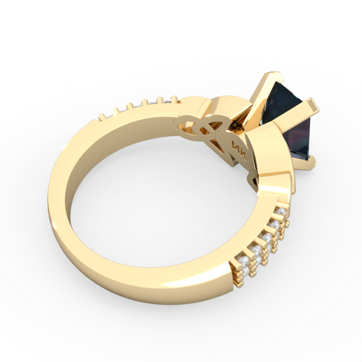 Alexandrite Celtic Knot 8X6 Emerald-Cut Engagement 14K Yellow Gold ring R26448EM