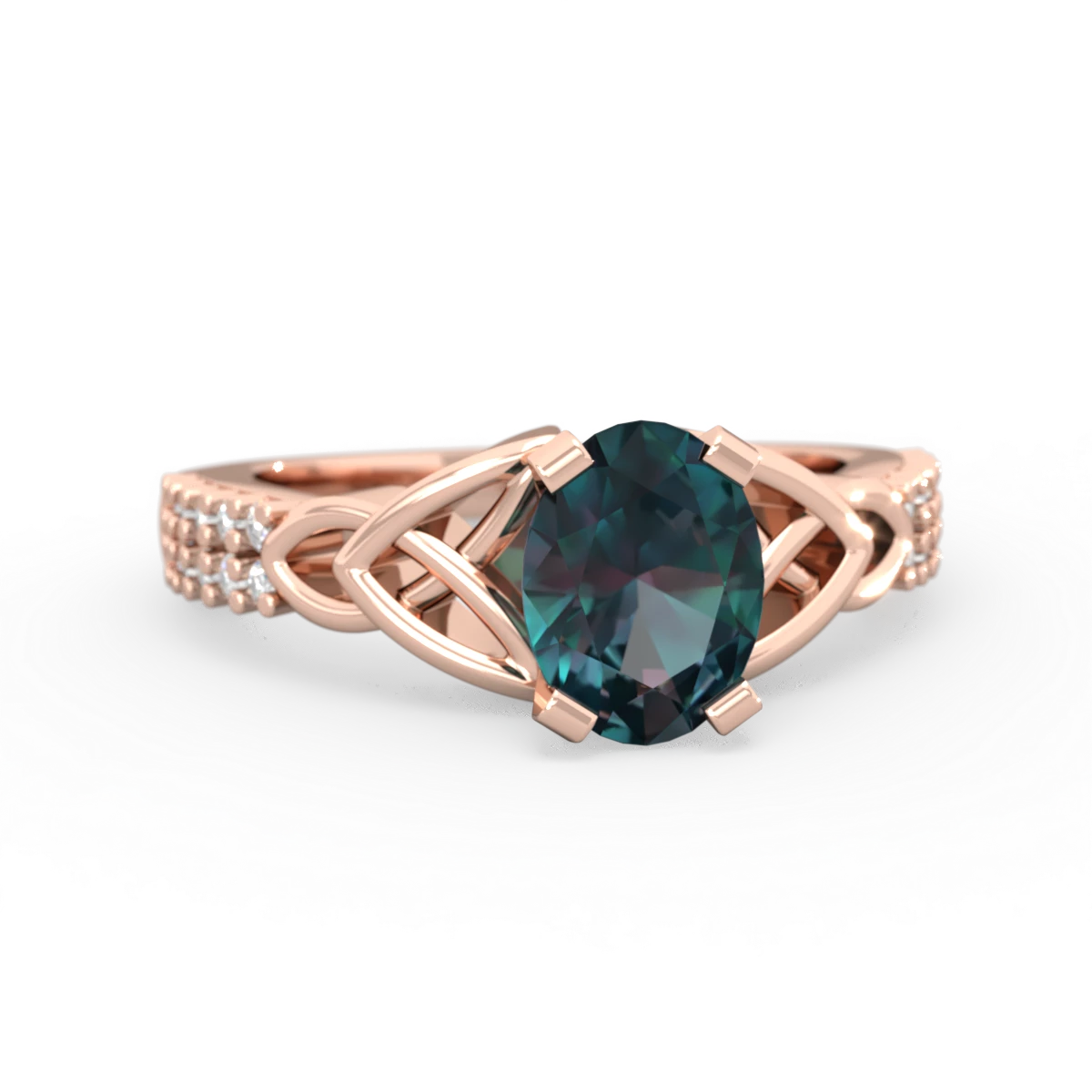 Alexandrite Celtic Knot 8X6 Oval Engagement 14K Rose Gold ring R26448VL