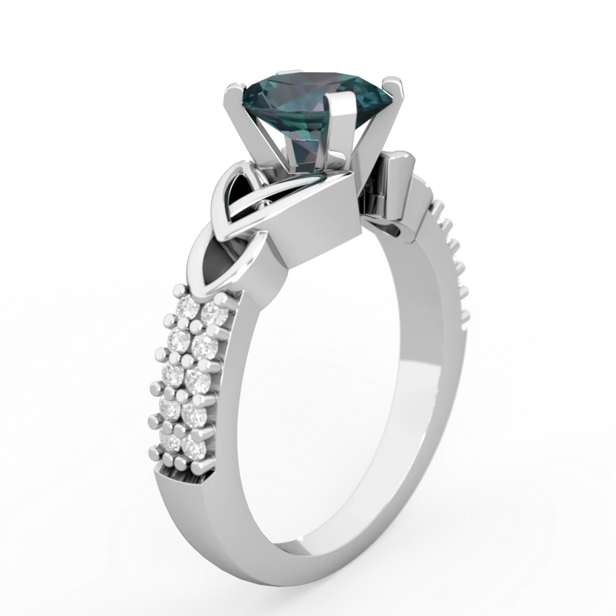 Alexandrite Celtic Knot 8X6 Oval Engagement 14K White Gold ring R26448VL