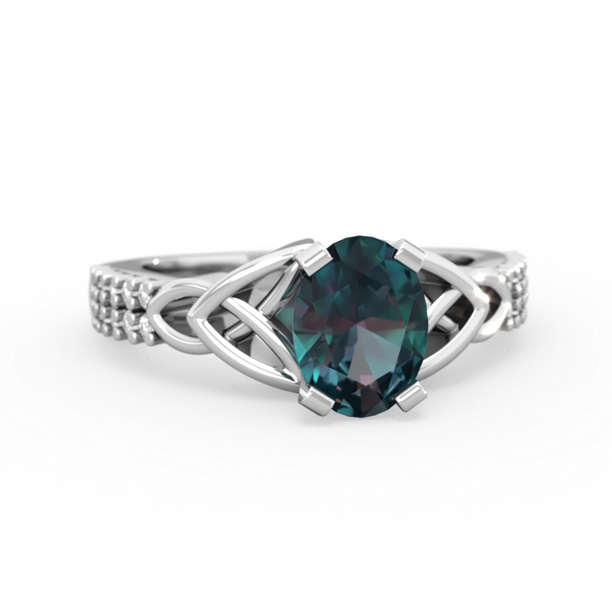 Alexandrite Celtic Knot 8X6 Oval Engagement 14K White Gold ring R26448VL