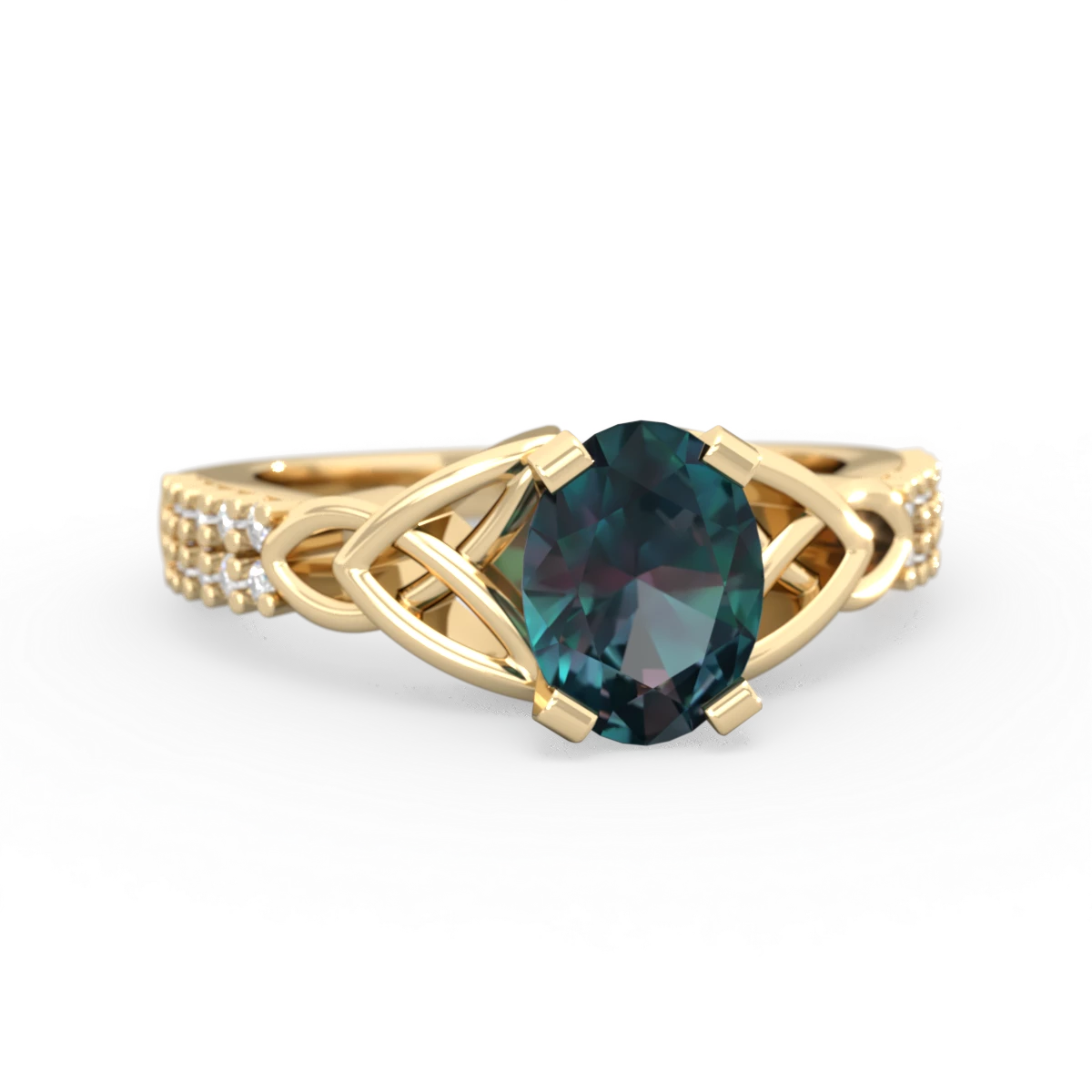 Alexandrite Celtic Knot 8X6 Oval Engagement 14K Yellow Gold ring R26448VL