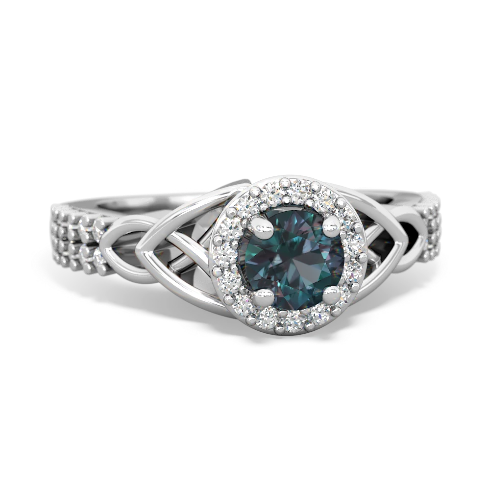 Alexandrite Celtic Knot Halo 14K White Gold ring R26445RH