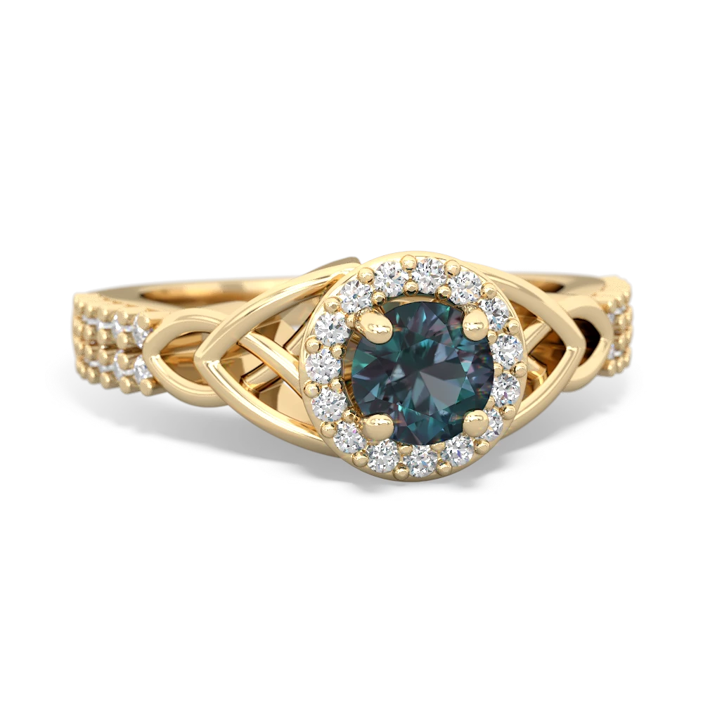 Alexandrite Celtic Knot Halo 14K Yellow Gold ring R26445RH