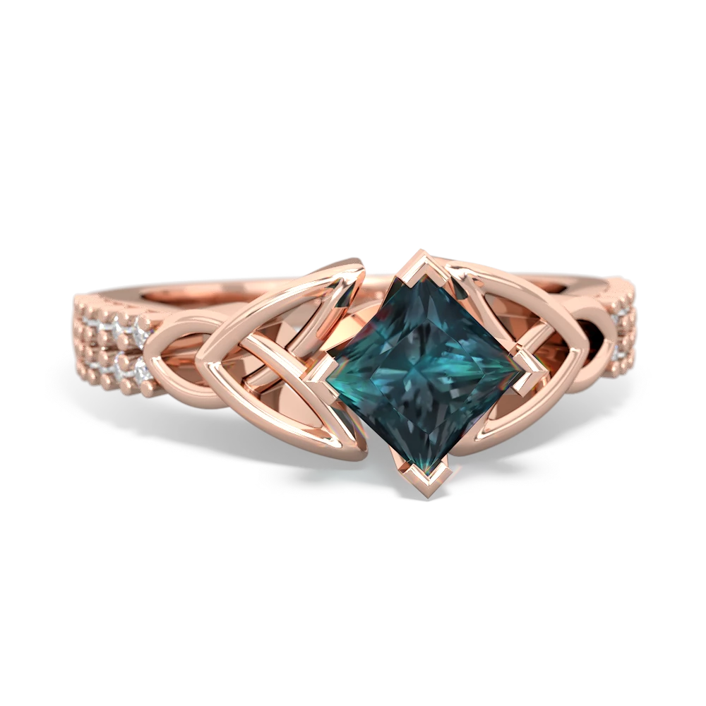 Alexandrite Celtic Knot 5Mm Square Engagement 14K Rose Gold ring R26445SQ