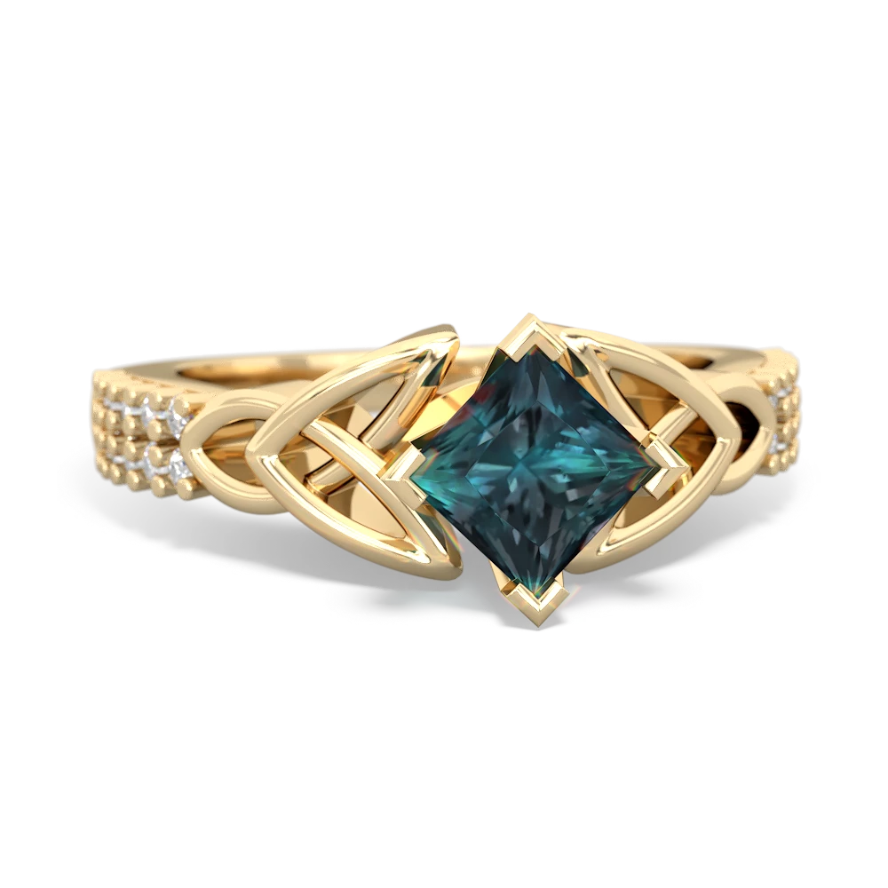 Alexandrite Celtic Knot 5Mm Square Engagement 14K Yellow Gold ring R26445SQ