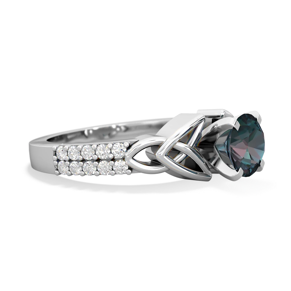 Alexandrite Celtic Knot 6Mm Round Engagement 14K White Gold ring R26446RD