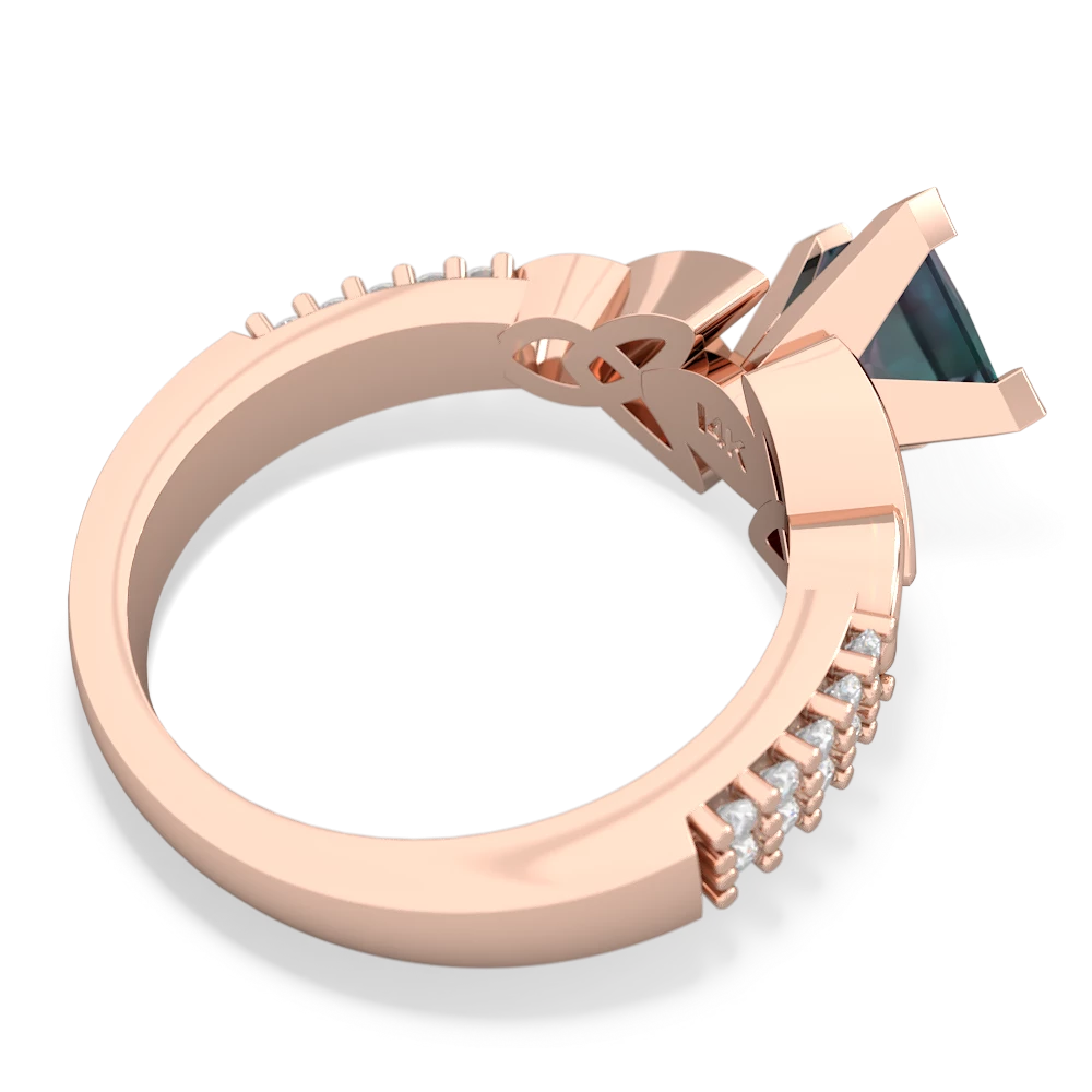 Alexandrite Celtic Knot 6Mm Princess Engagement 14K Rose Gold ring R26446SQ