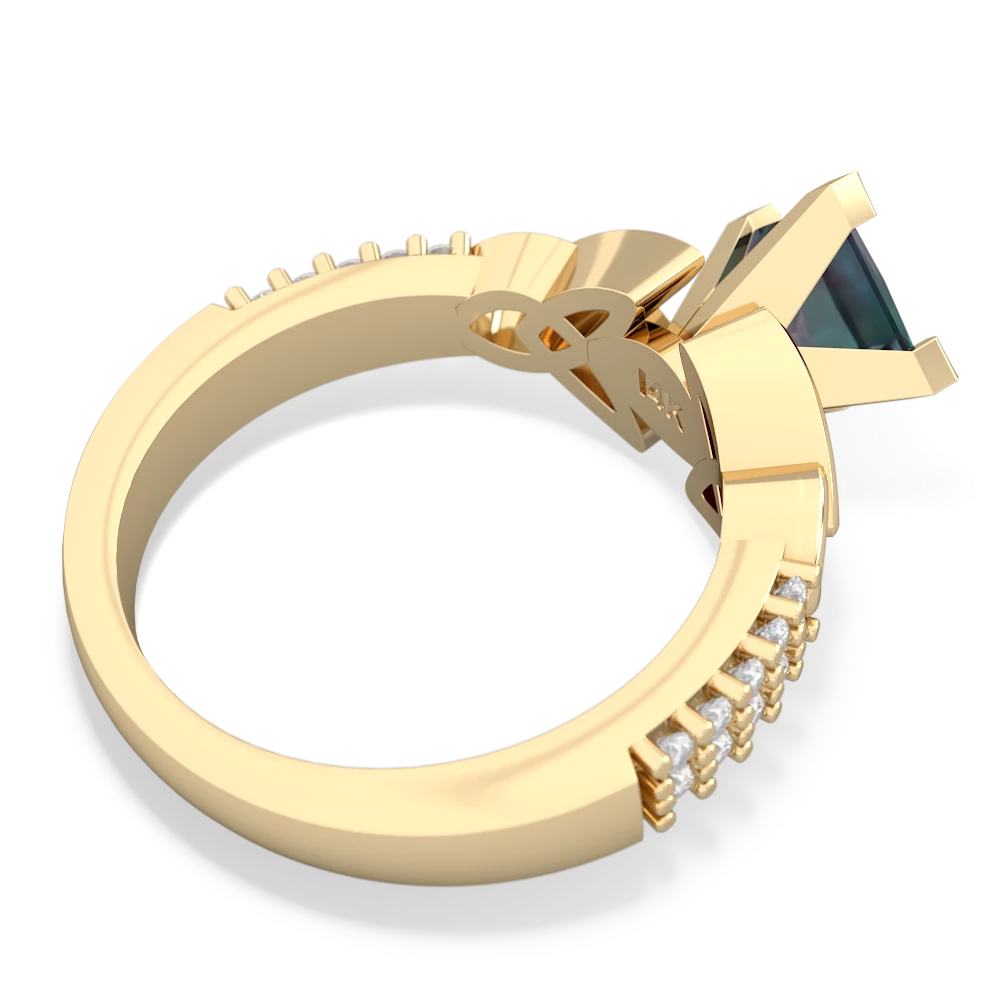 Alexandrite Celtic Knot 6Mm Princess Engagement 14K Yellow Gold ring R26446SQ