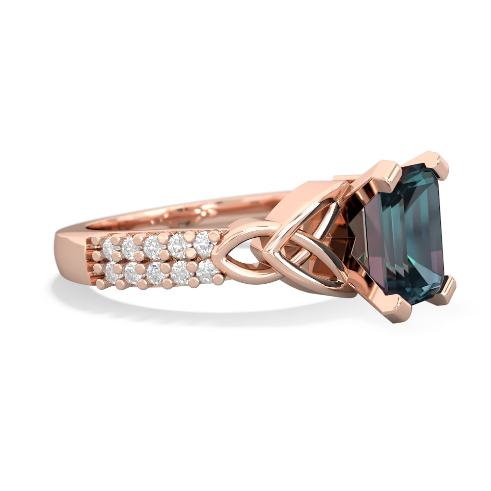 Alexandrite Celtic Knot 8X6 Emerald-Cut Engagement 14K Rose Gold ring R26448EM