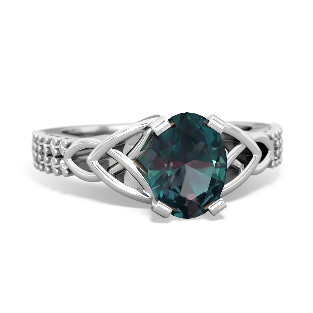 Alexandrite Celtic Knot 8X6 Oval Engagement 14K White Gold ring R26448VL