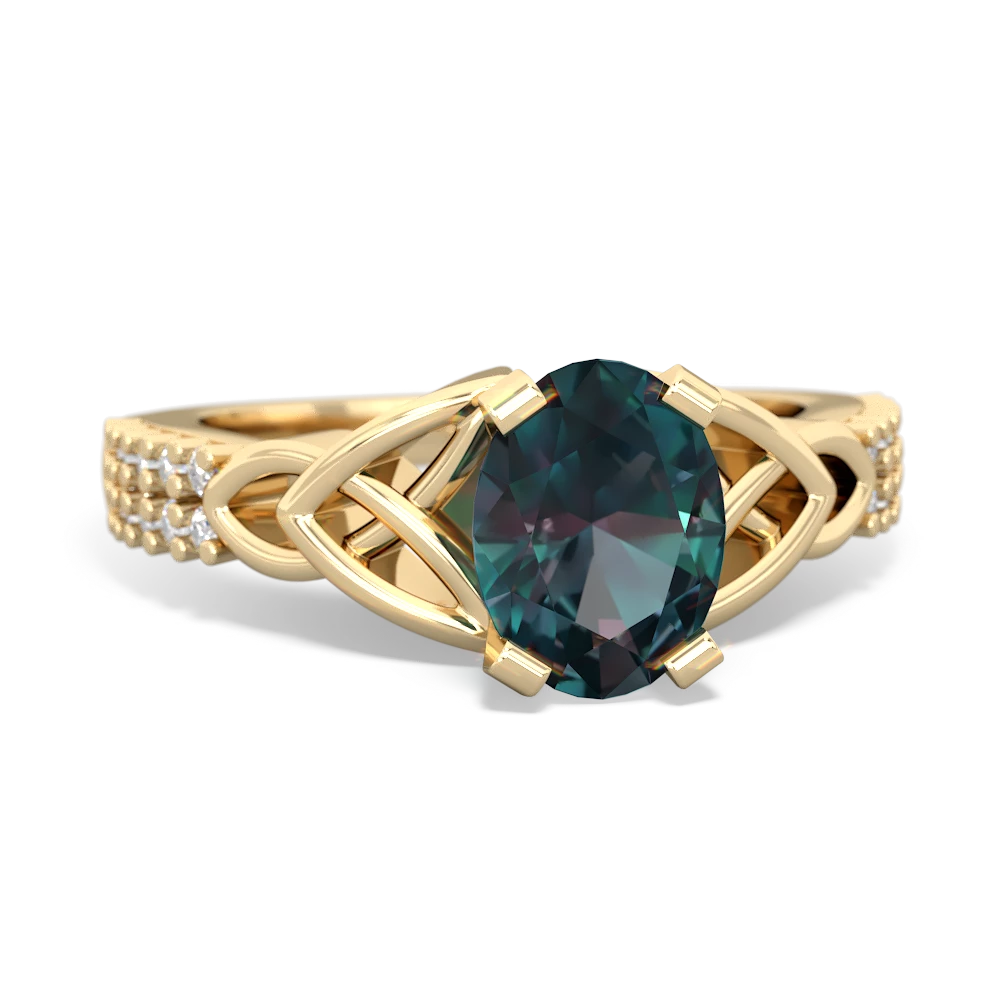 Alexandrite Celtic Knot 8X6 Oval Engagement 14K Yellow Gold ring R26448VL