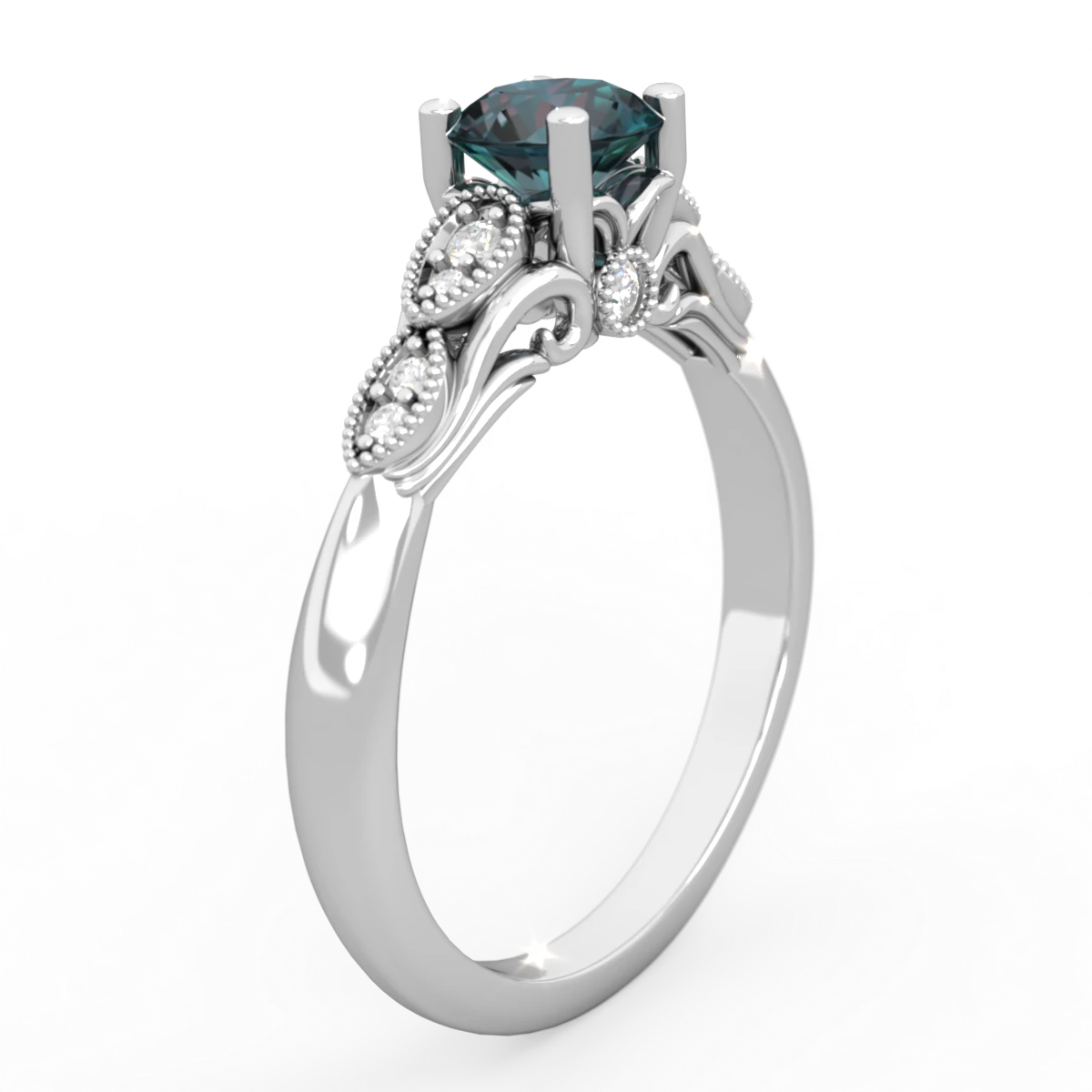 Alexandrite Antique Elegance 14K White Gold ring R3100