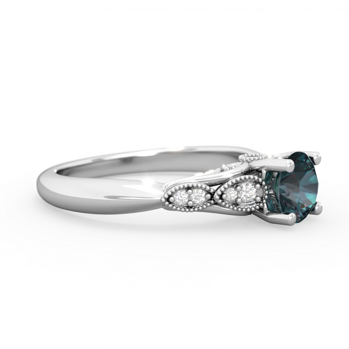 Alexandrite Antique Elegance 14K White Gold ring R3100