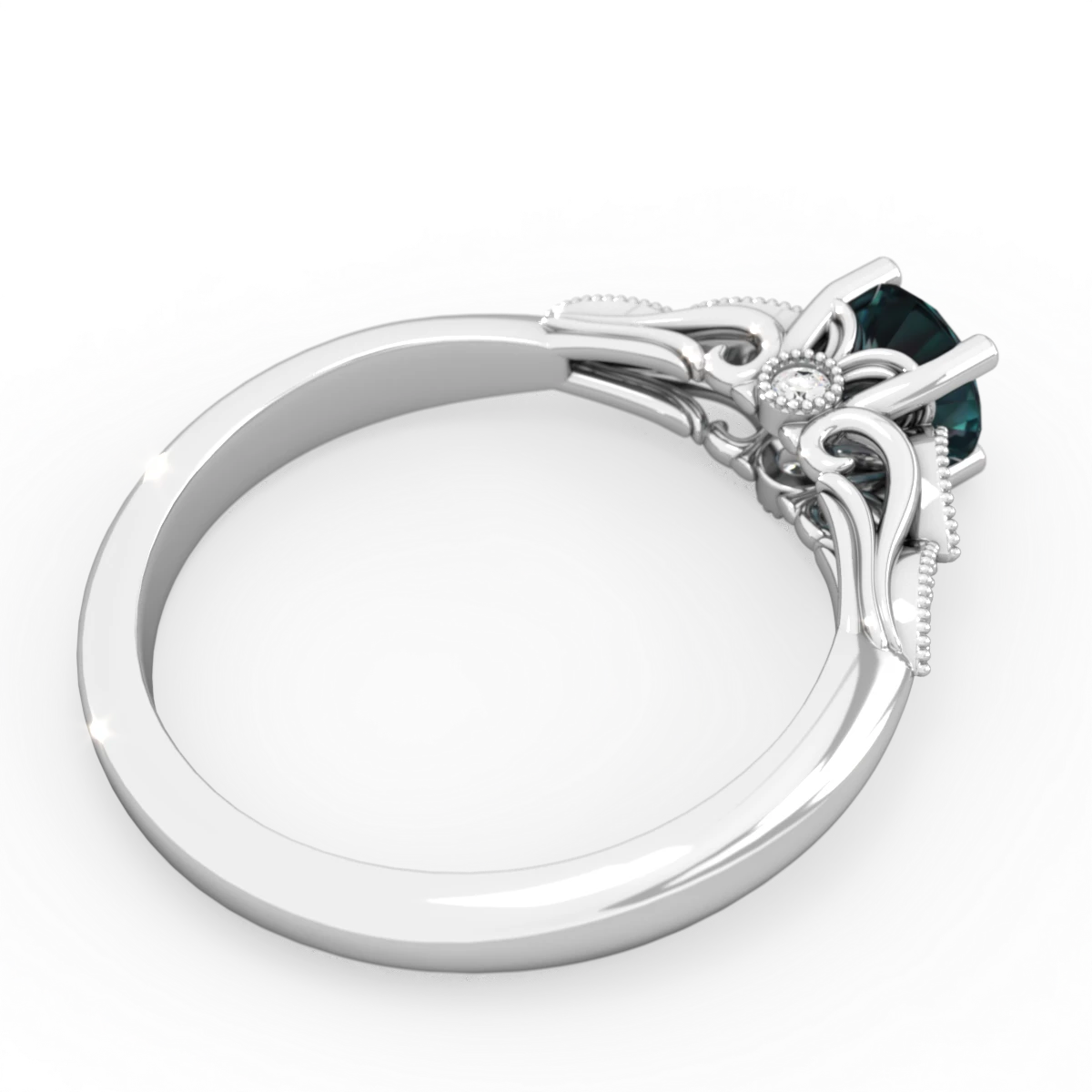 Alexandrite Antique Elegance 14K White Gold ring R3100