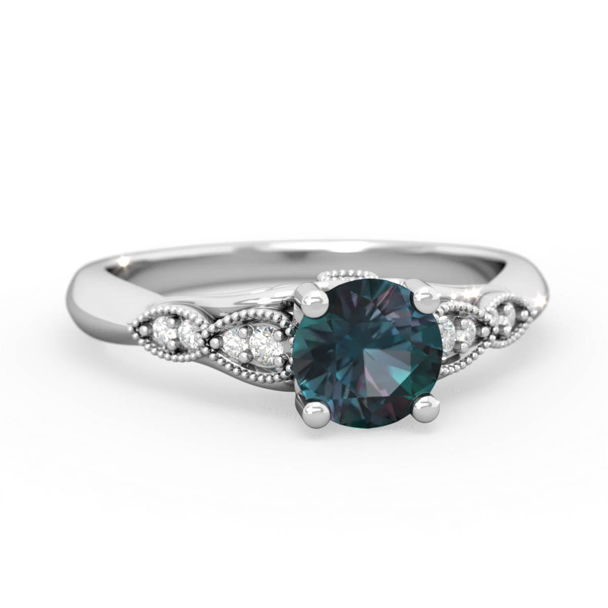 Alexandrite Antique Elegance 14K White Gold ring R3100