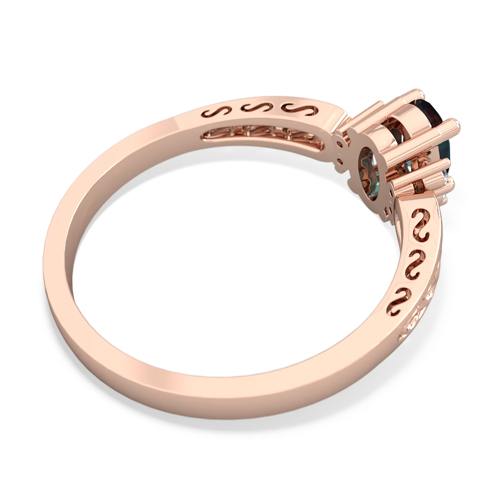 Alexandrite Filligree Scroll Oval 14K Rose Gold ring R0812