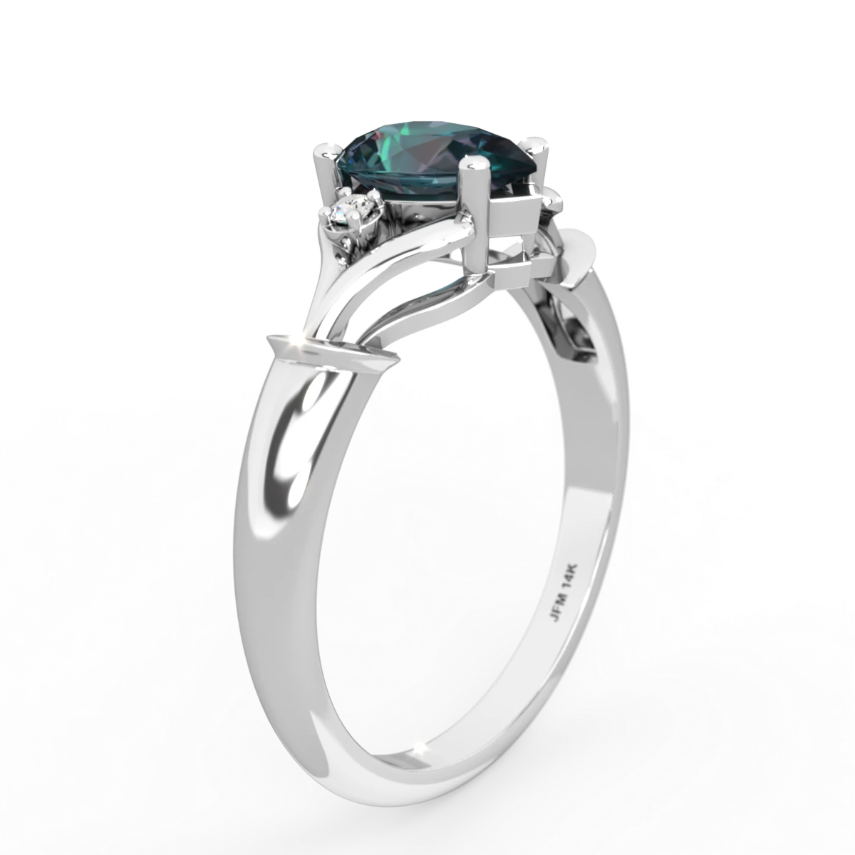 Alexandrite Precious Pear 14K White Gold ring R0826