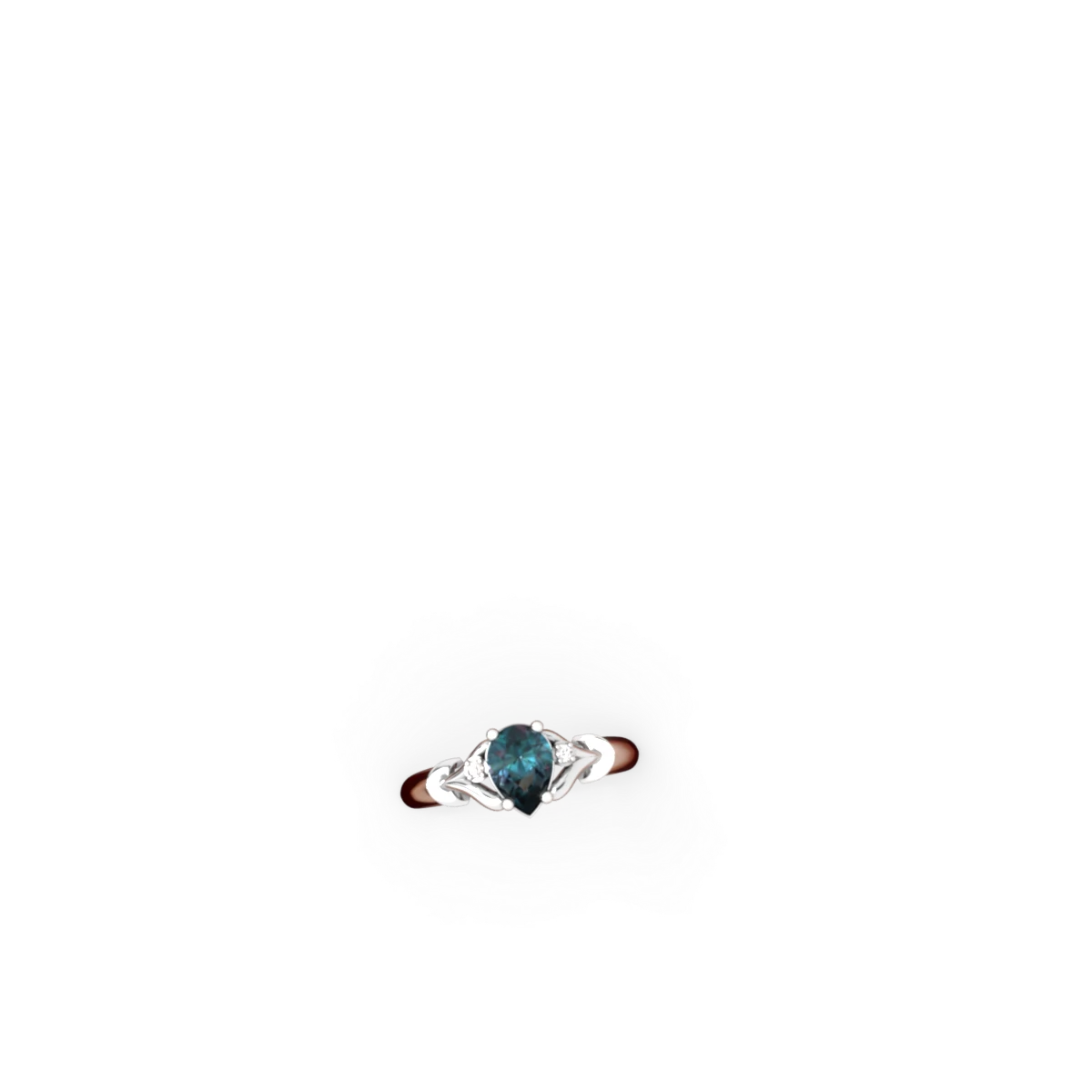 Alexandrite Precious Pear 14K White Gold ring R0826