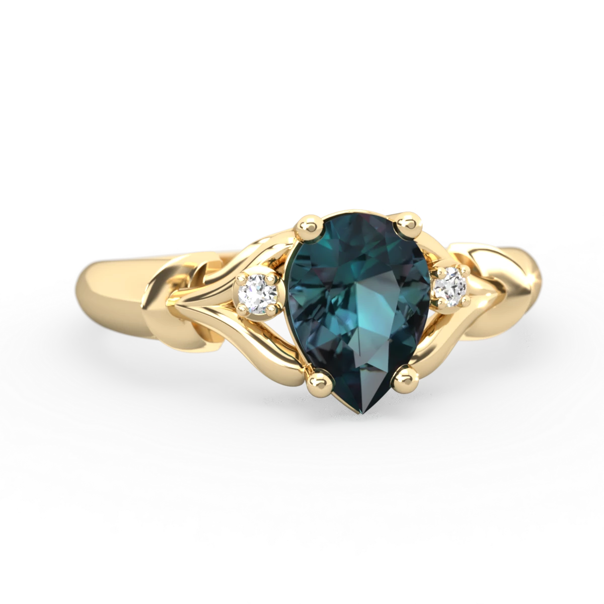 Alexandrite Precious Pear 14K Yellow Gold ring R0826