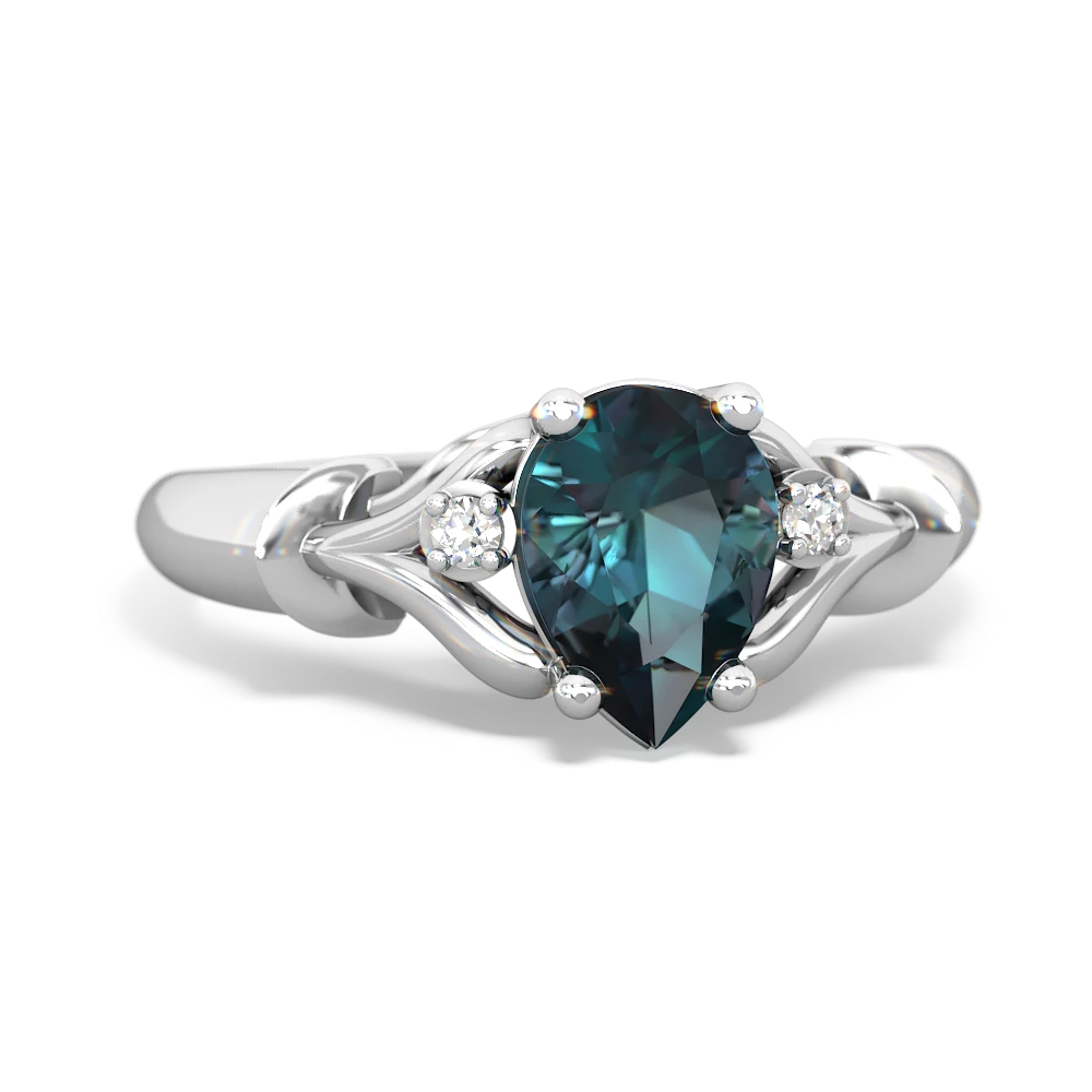 Alexandrite Precious Pear 14K White Gold ring R0826