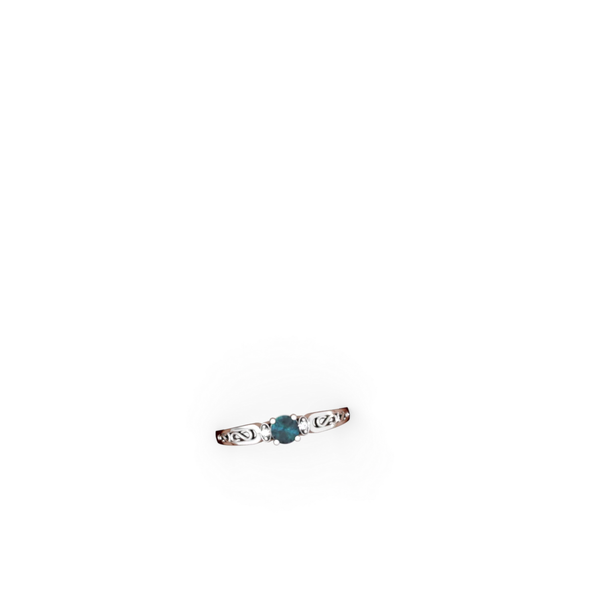 Alexandrite Filligree Scroll Round 14K White Gold ring R0829