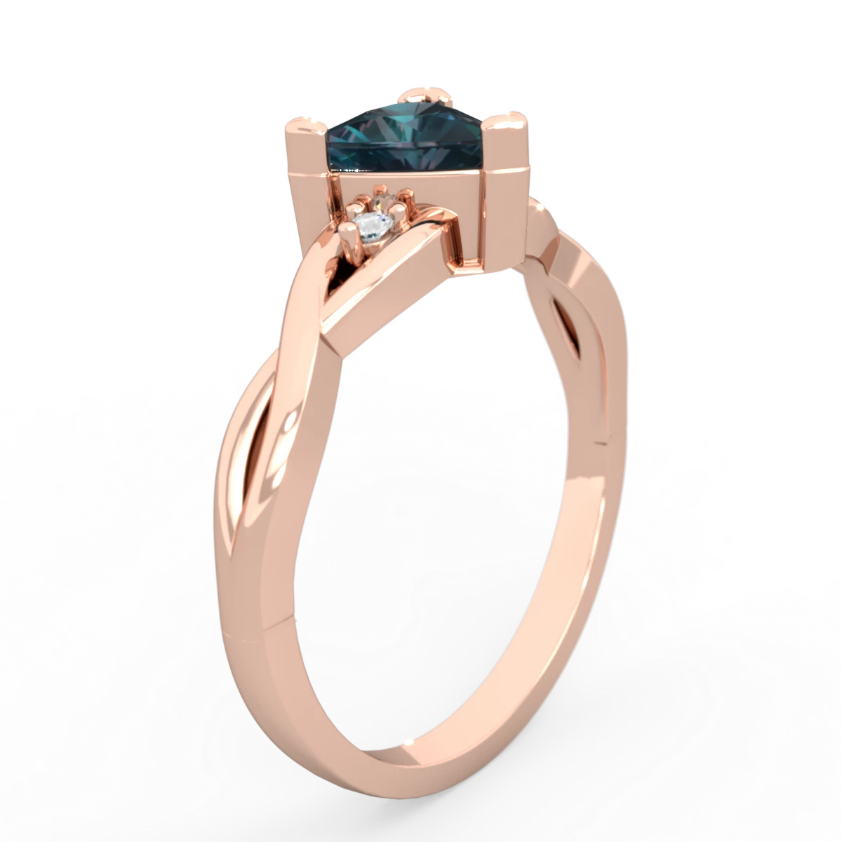 Alexandrite Trillion Twist 14K Rose Gold ring R2104