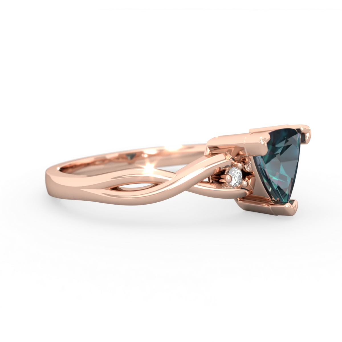 Alexandrite Trillion Twist 14K Rose Gold ring R2104