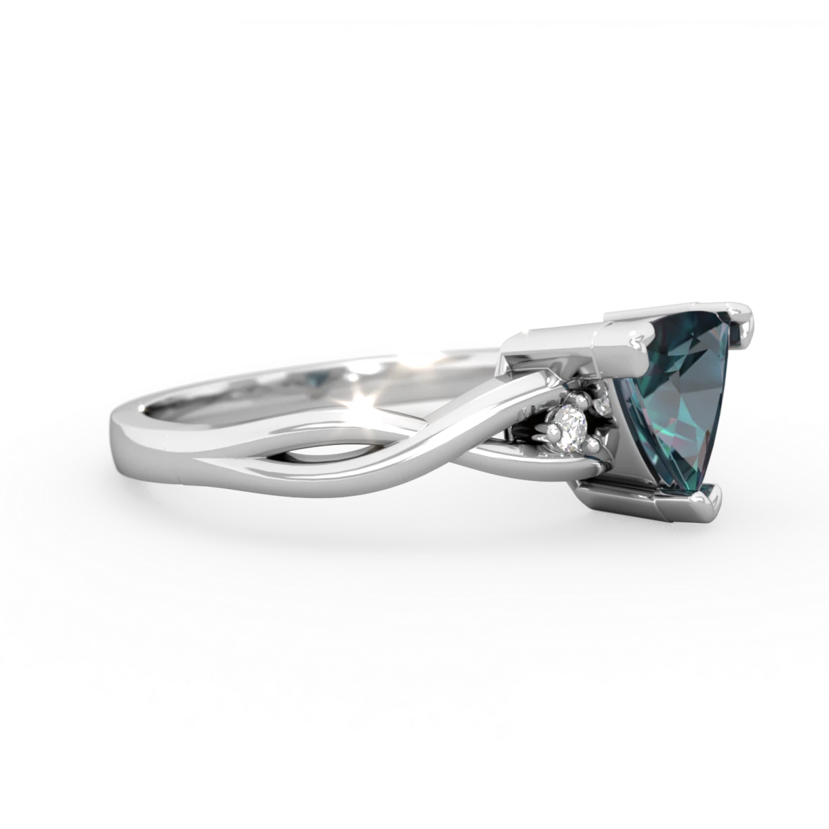 Alexandrite Trillion Twist 14K White Gold ring R2104